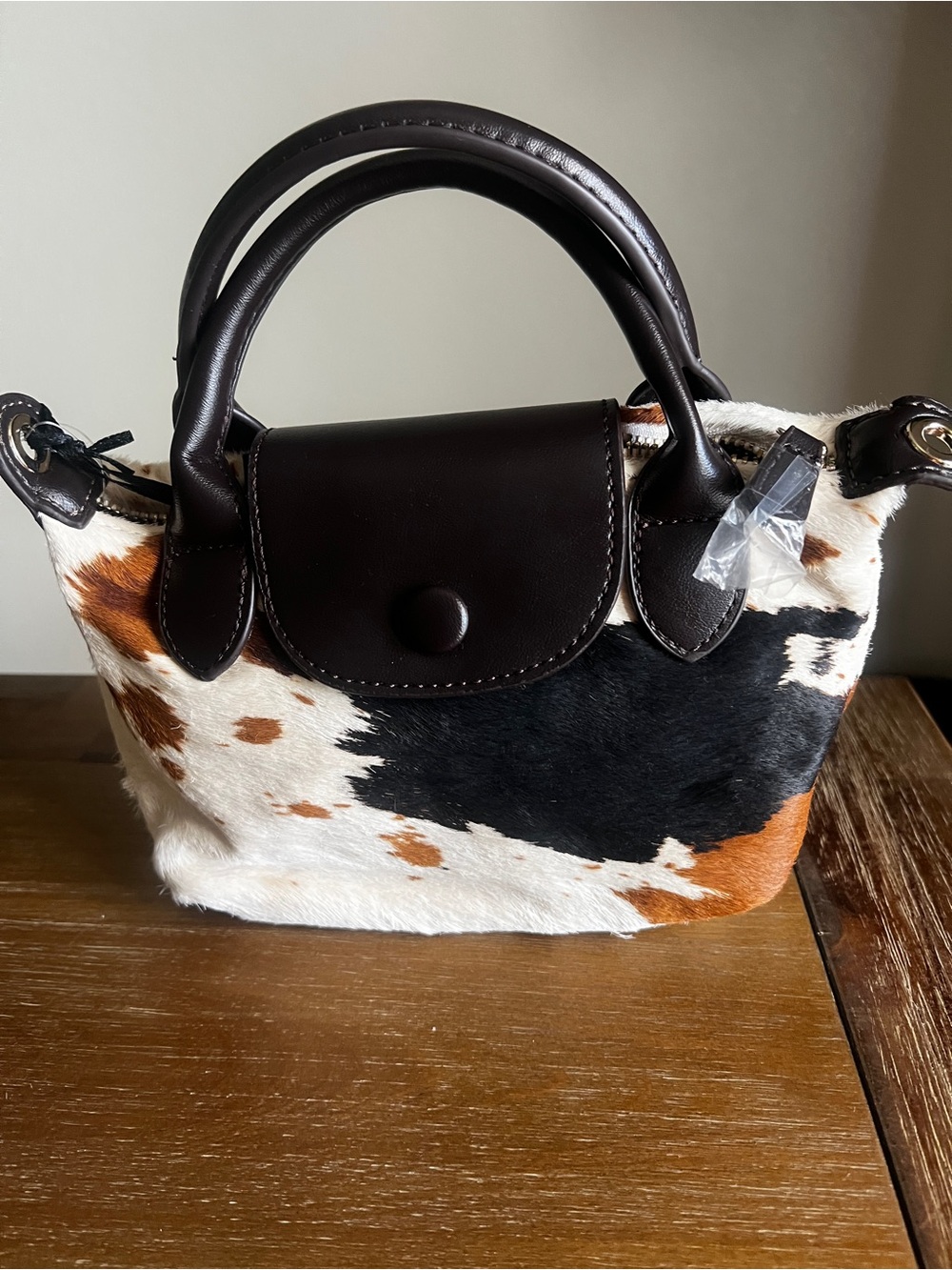 NWT 🤎 House of Harlow 1960 🤎 Brown Black & White Cowhide Mini Satchel